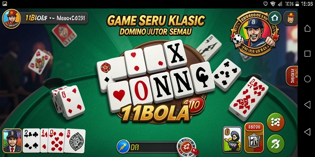Tampilan gameplay seru dalam aplikasi Domino 11BOLA.