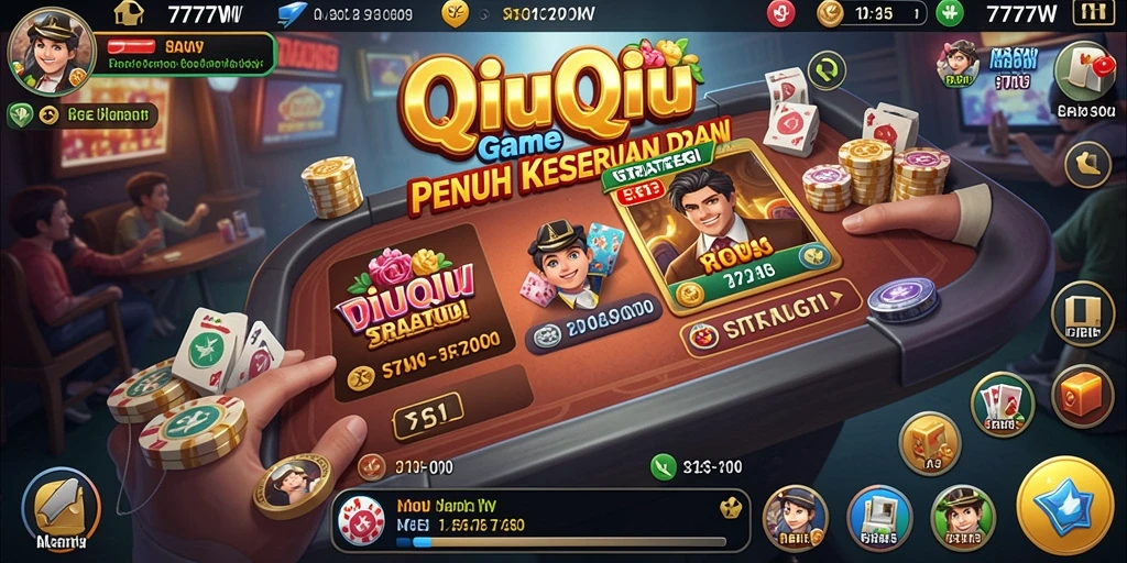 Screenshot 7777W menampilkan momen seru dalam permainan QiuQiu.