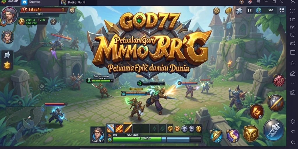 Screenshot utama menampilkan aksi pertempuran di dunia MMORPG.