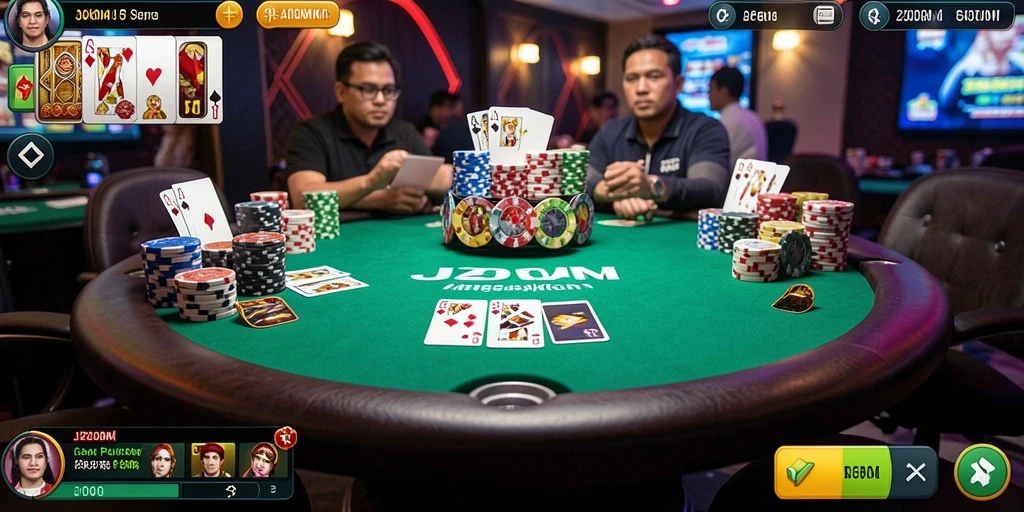 Tampilan gameplay Poker yang menarik dan seru di J200M.