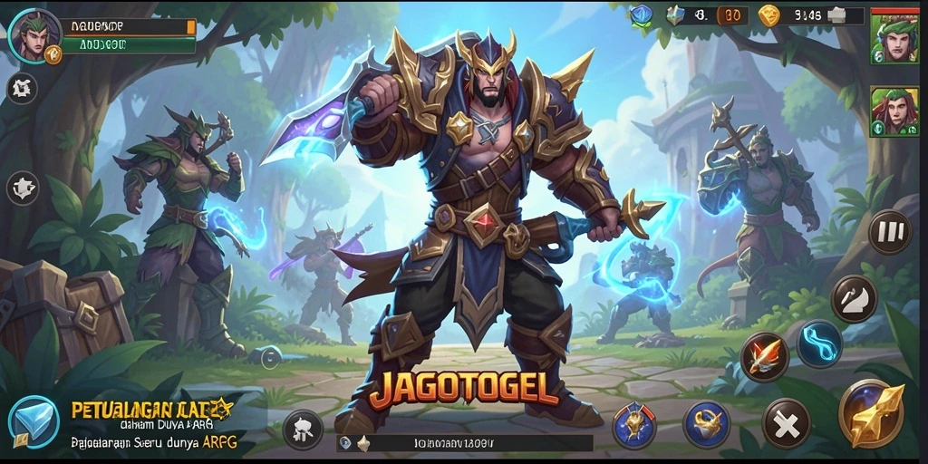 Tampilan UI dan aksi pertempuran dalam gameplay ARPG JAGOTOGEL.