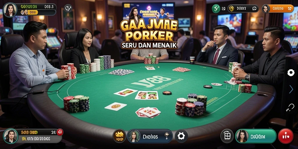 Screenshot dari gameplay poker yang menarik di JV88.
