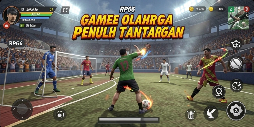 Screenshot menunjukkan aksi seru dalam permainan olahraga RP66.