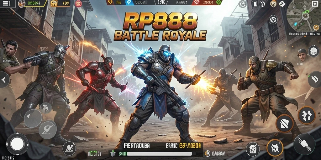 Gameplay RP888 yang epik dalam pertempuran Battle Royale.